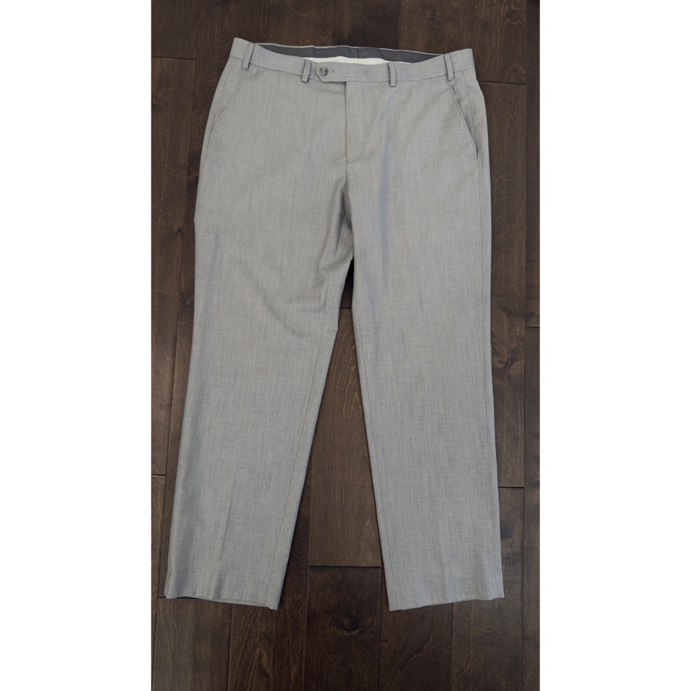 Sean John Mens Light Gray Heather Flat Front Dress Pants 36x30 Straight Leg
